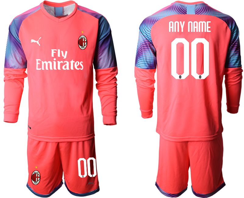 Men 2019-2020 club AC milan pink goalkeeper long sleeve customized Soccer Jerseys